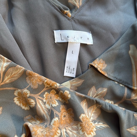 Leith Gray and Brown Ruffled Wrap Sundress - Picture 7 of 7